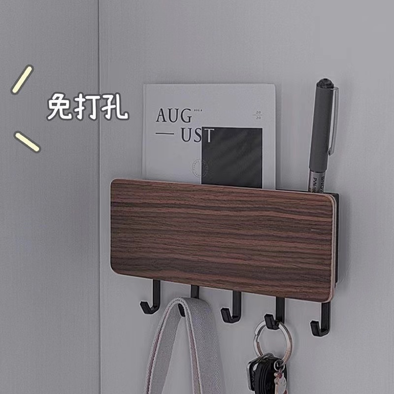 Key Holder Wall Hanging Bamboo Key Hook Holder Wall Organizer Rectangle