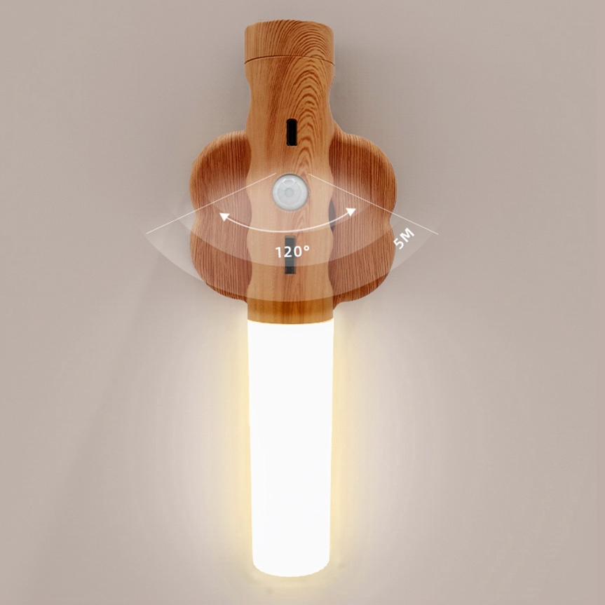 LED Motion Sensor Night Light Wooden Baton Magnetic Night Light USB ...