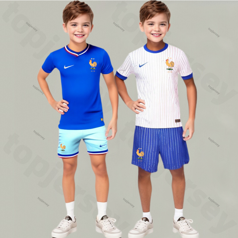 France 2024 kida home and away jersey children's football shirt set