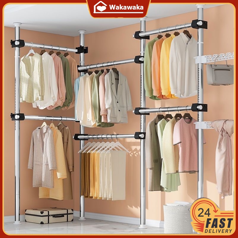 Fold Clothes Rod Telescopic Strong Steel Structure Laundry Rack Cloth ...