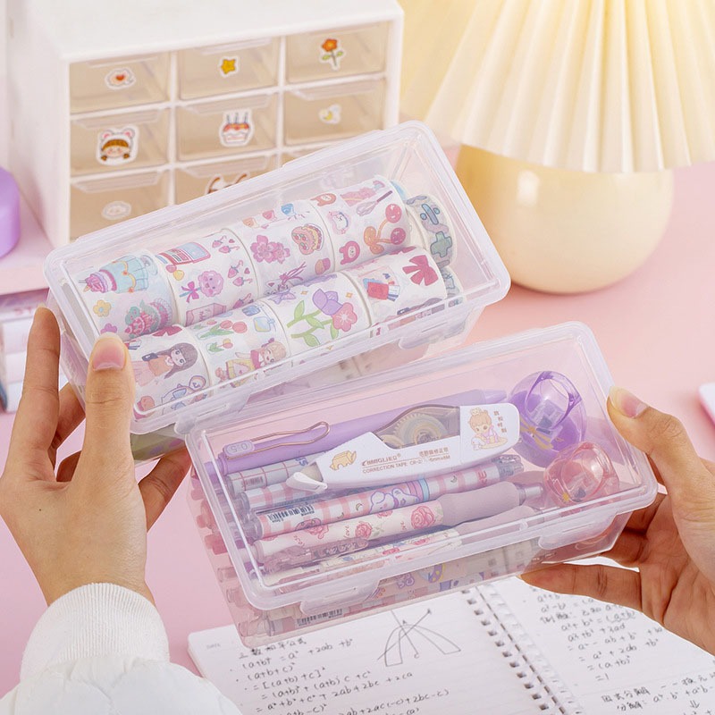 Transparent Desktop Storage Box Plastic Storage Box Desktop Organizing ...