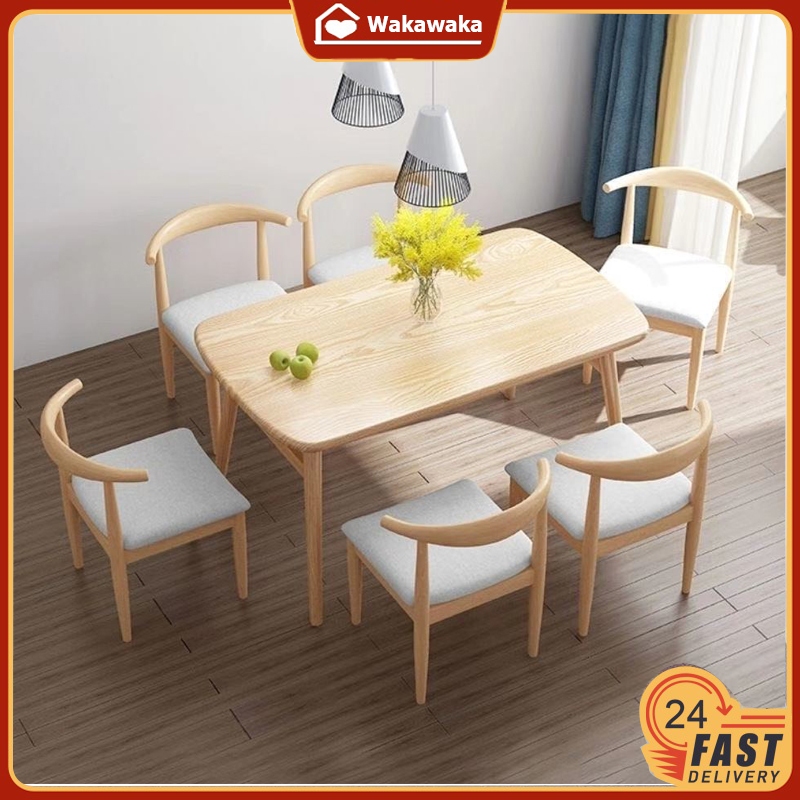 Wood Dining Table Rectangular Modern Meja Makan Kitchen Home Table