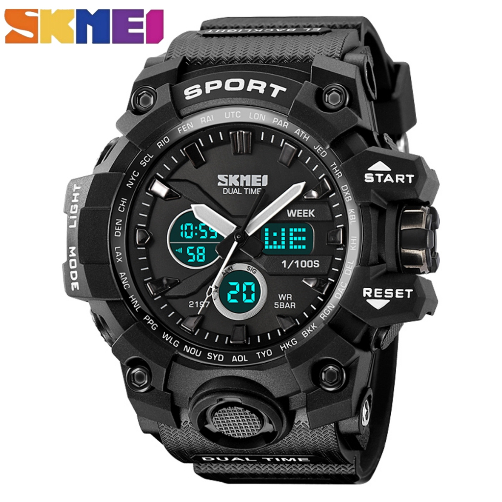 SKMEI Fashion multifunctional dual time movement digital watch Jam tangan lelaki Shopee Malaysia