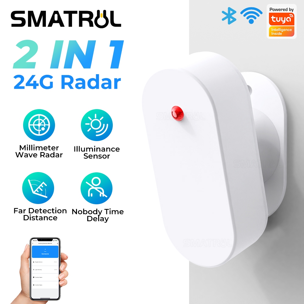 SMATRUL 24G WIFI Tuya Human Presence Detector Luminance Distance ...