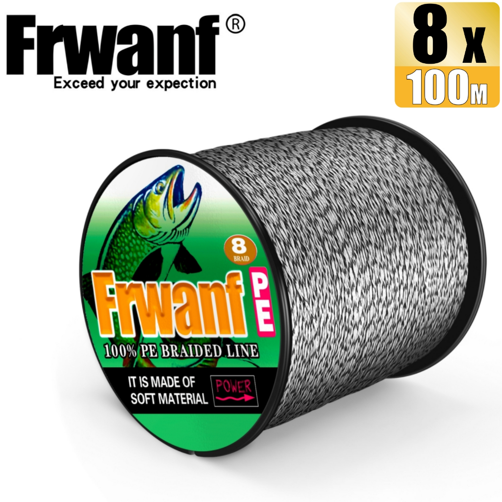 frwanf braided fishing line Frwanf 100M 8 Strands 6-300LB Black+White Spot Line Braided Fishing Line  Braid X8 PE Line Fishing Wires
