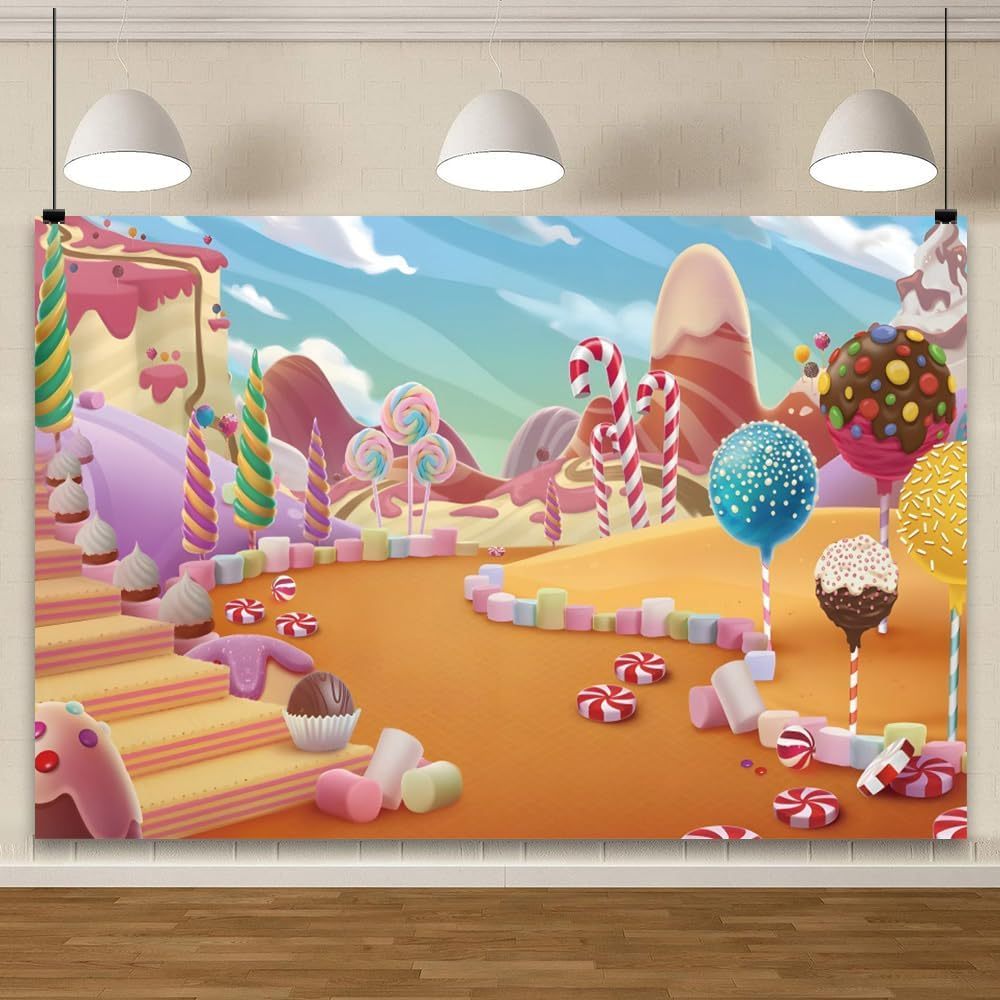 5x3ft Candyland Backdrop Lollipop Candy Chocolate Cake Fairytale Sweet ...