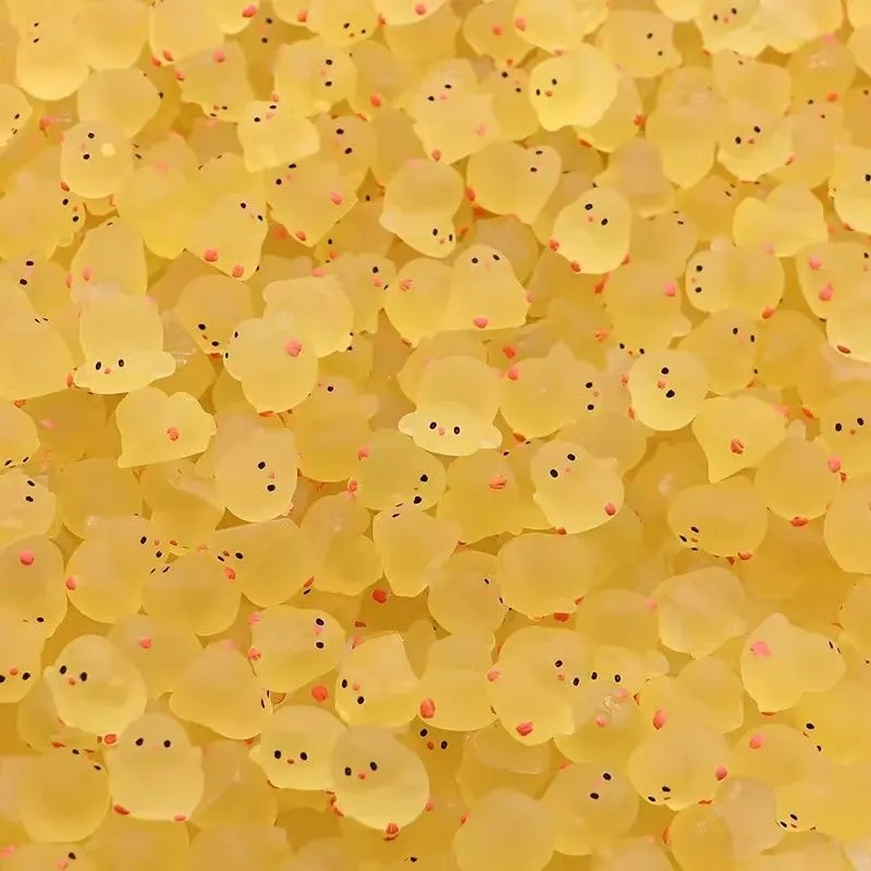 10Pcs/lot Luminous Yellow Chick Miniatures Mini Figurine Glow in the ...