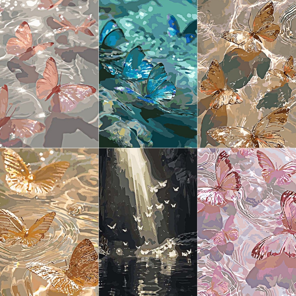 DROFE / Paint By Numbers / butterfly in water / Digital Oil Painting by ...