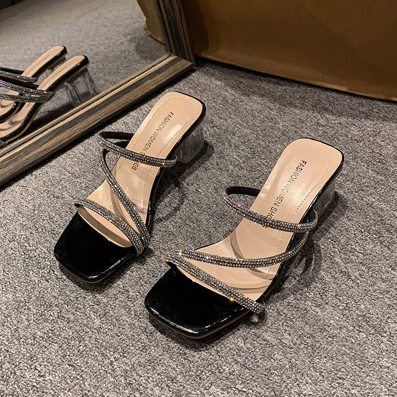 Ready Stock Sandals Women Outer Wear New Style Thick Heel Half Slippers ...