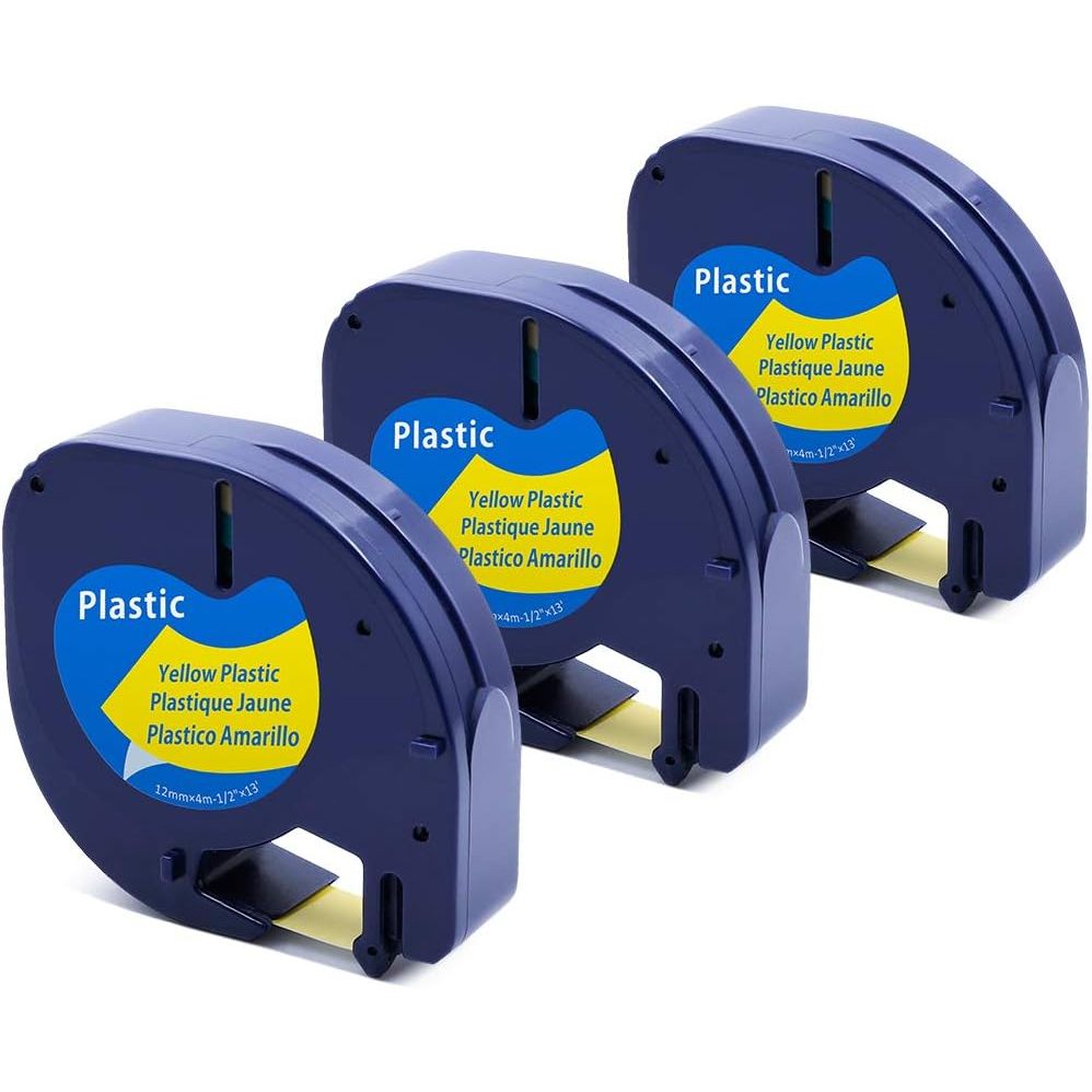 3Pack Compatible with DYMO LetraTag 91332 Plastic Label Tape, Black on
