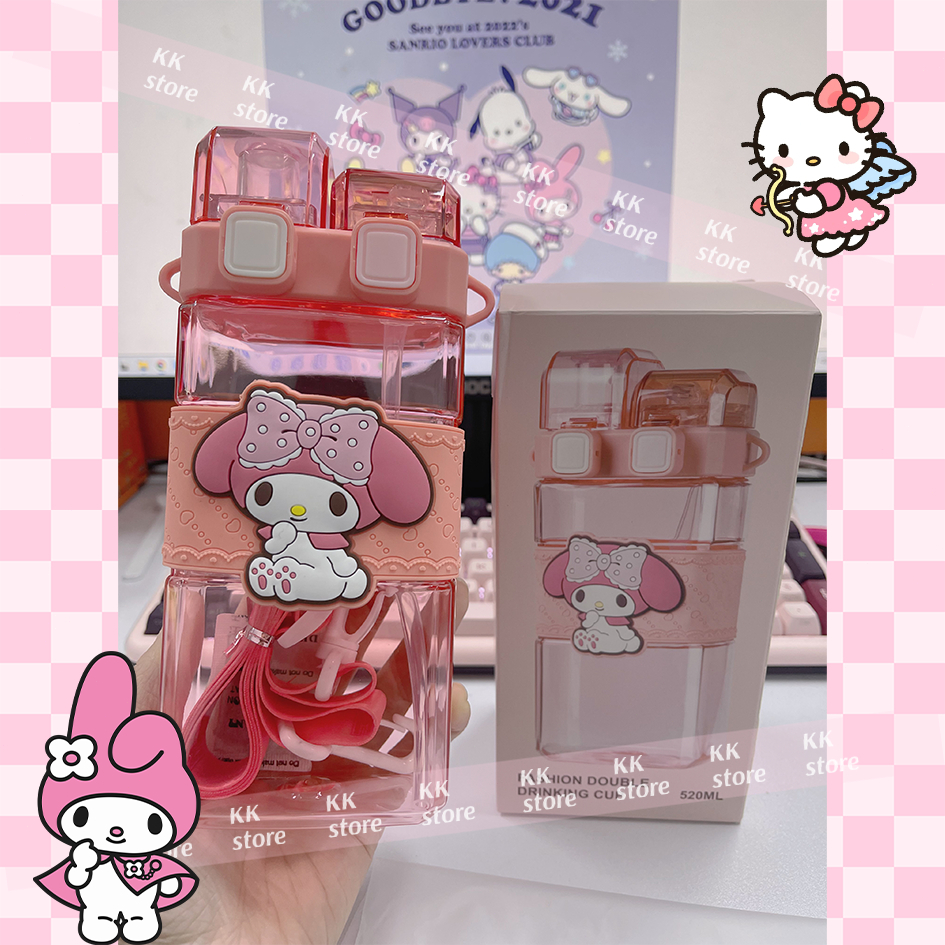 ️🇲🇾24h🤍Sanrio 520ml Kawaii Melody Kuromi Cartoon Tritan Straw Cup with ...