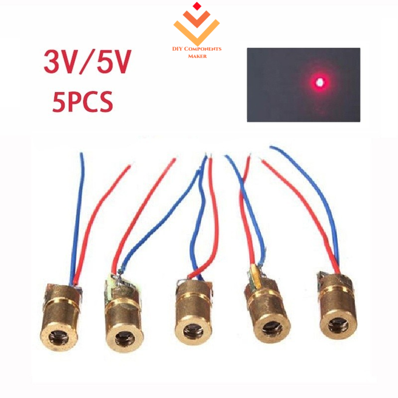 5pcs New Laser Diode Module 650nm 6mm 3/5V Copper Head Red Laser Diode ...