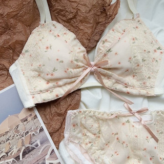 Japanese Style Sexy Small Floral Lace Underwear Women Small Breasts