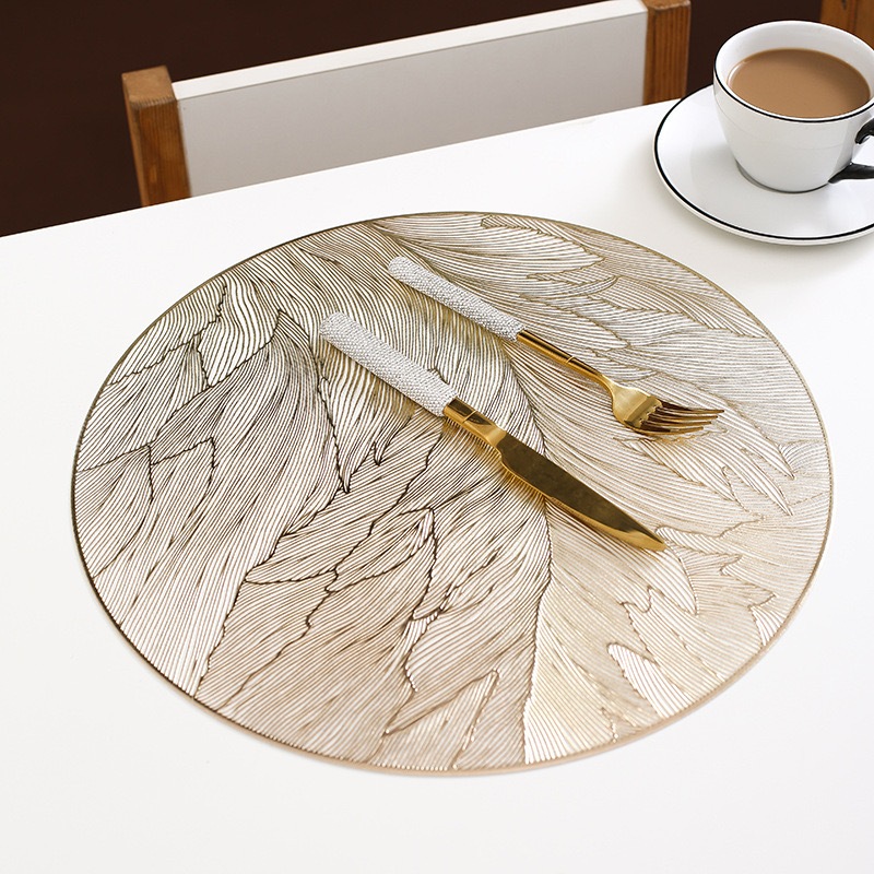 PVC Feather Placemat Nordic Style Hot Stamping Decorative Mat ...