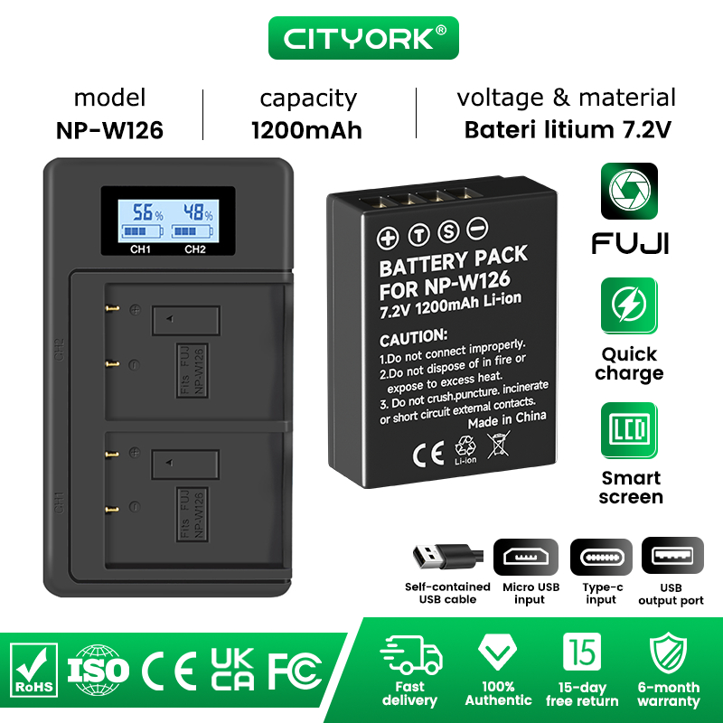 NP-W126 NP-W126S Li-ion Battery USB Charger For Fujifilm X100F XT3 XT2 XT1 XT30