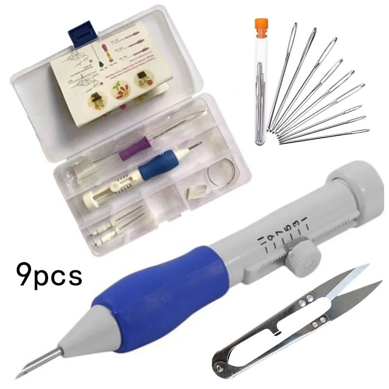 9pcs New Embroidery Punch Needle Kit Stitching Tool Set Magic ...