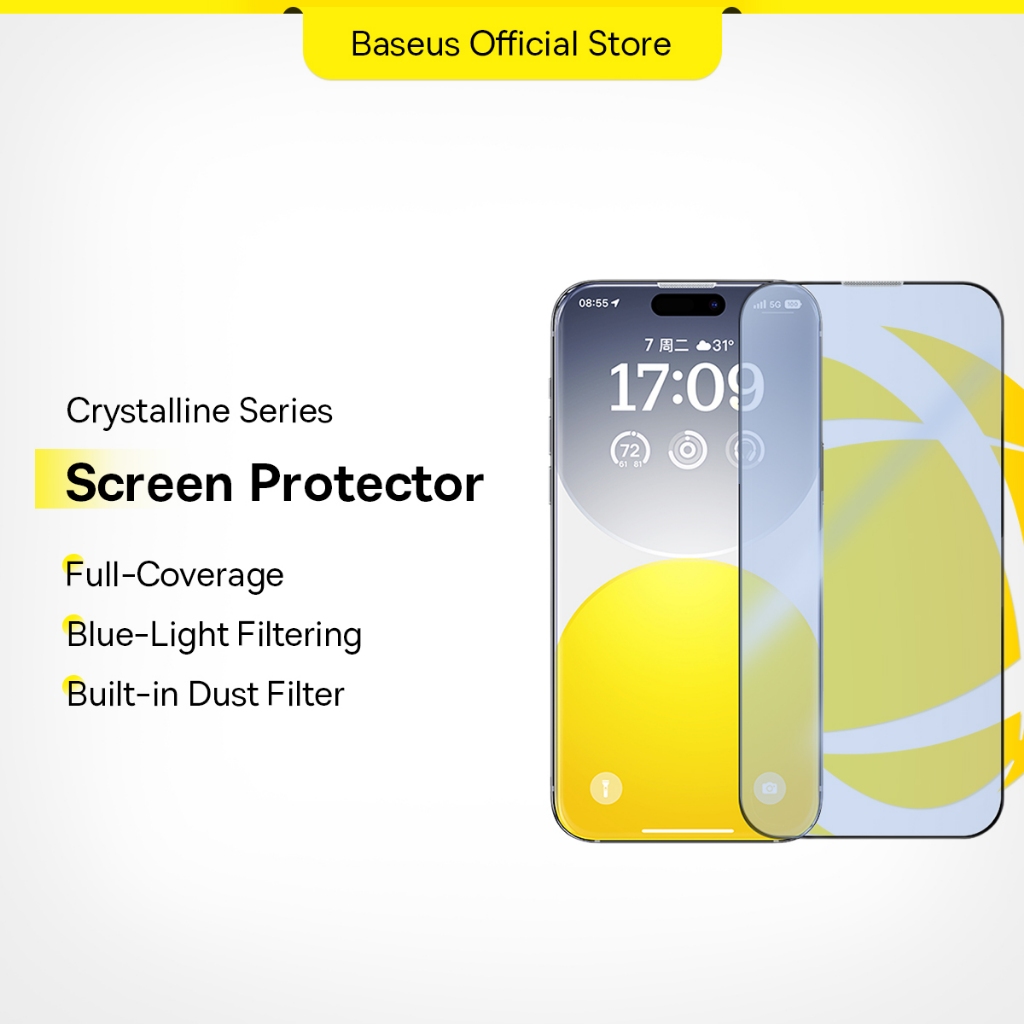 Baseus Crystalline Series Full-Coverage Blue-Light Filtering Tempered ...
