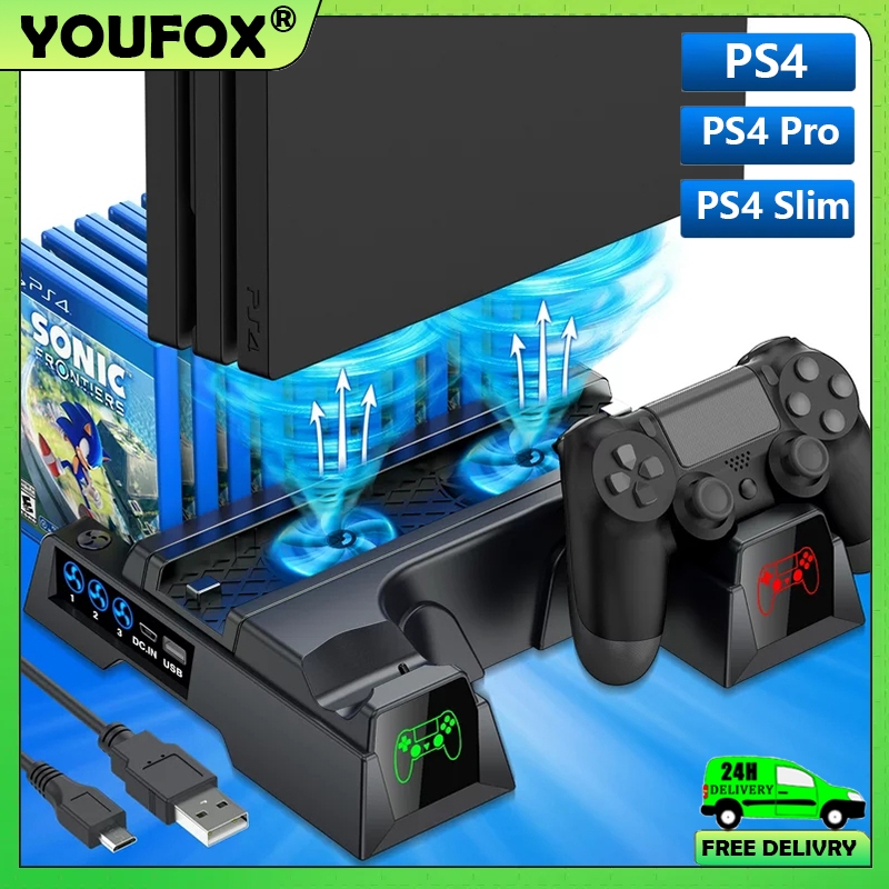 PS4/PS4 Slim/PS4 Pro Upgrade Vertical Cooling Stand Dual