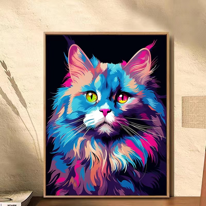 JINYOU paint by number cute cat abstract painting diy hand-painted ...