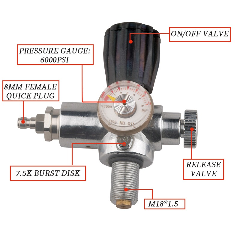 6000 PSI Scuba Tank Refill Adapter With Gauge – Paintball & PCP Air Tank Fill Station Kit