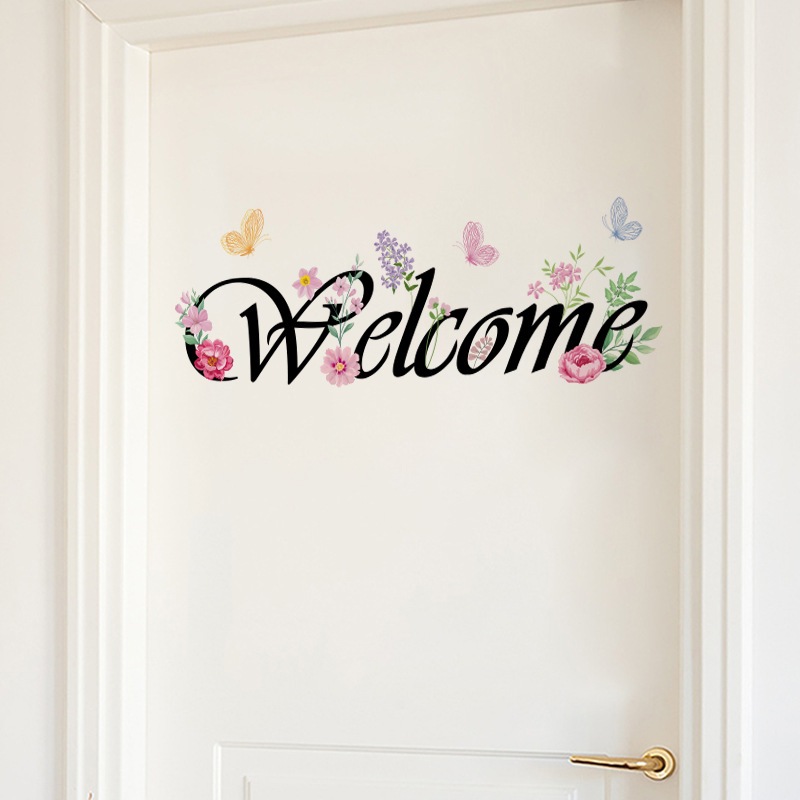 English welcome Slogan Door Sticker, Restaurant Cafe Home Door ...
