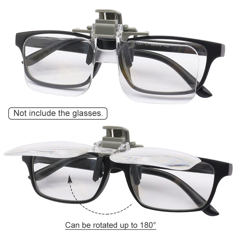 2X Eye Glasses Magnifier with Clip Third Hand Lighted Magnifying Glass ...