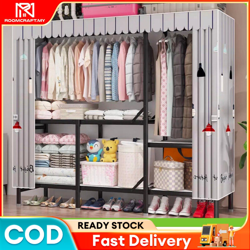 Wardrobe Curtain Mini Dust Cover Curtain Clothes Rack Folding Portable ...