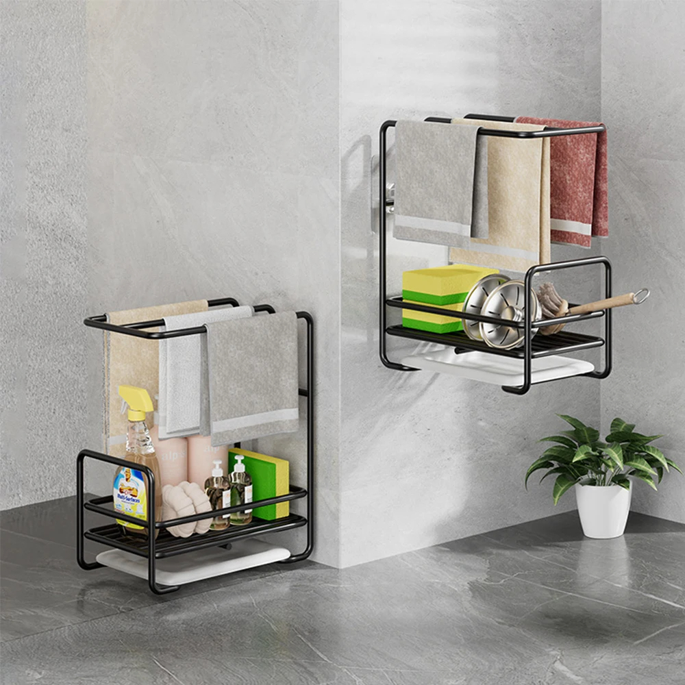 Kitchen Rag Organizer and Drying Rack Sponge Holder Dish Drainer ...