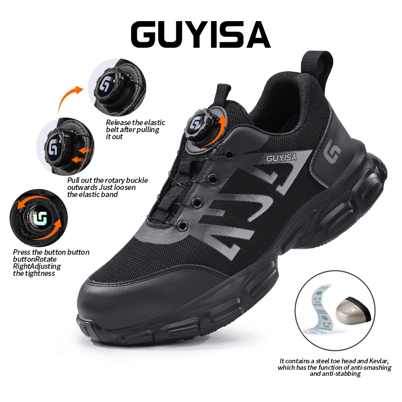 GUYISA Safety shoes steel toe boots wearproof breathable anti smashing