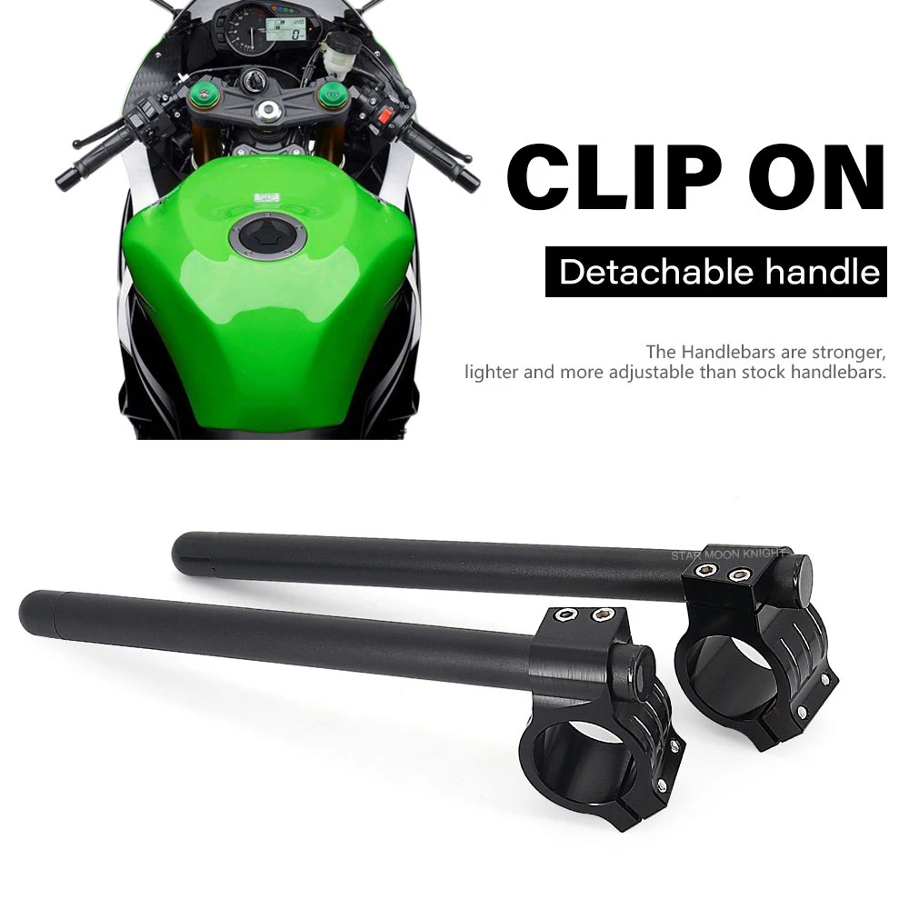 CNC Clip on Ons Fork Riser Handlebar For Kawasaki Ninja 250 300 400 636 ...