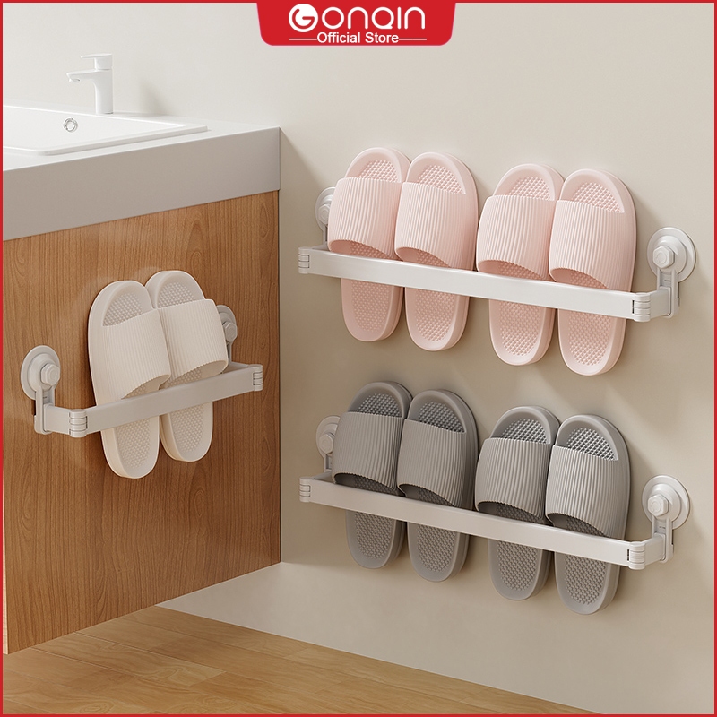 GONQIN Bathroom Slipper Rack Wall Mounted Suction Cup Adjustable ...