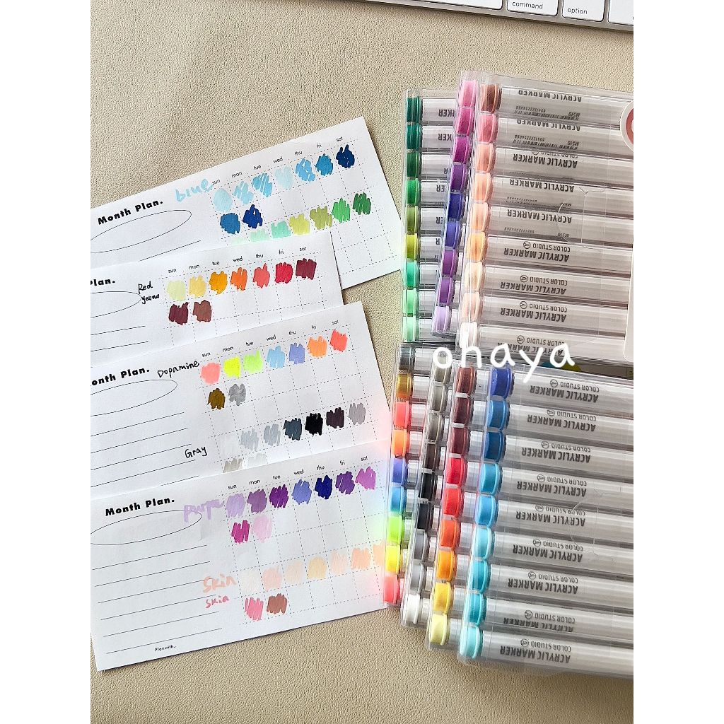 Ohaya | 63 Colors languo Genuine Acrylic Marker Quick-Drying Soft Tip ...