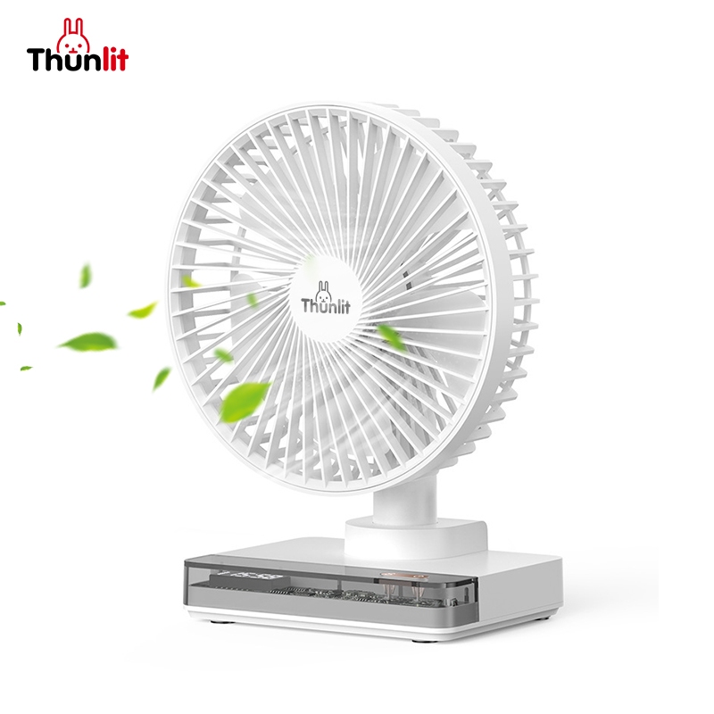 Thunlit Rechargeable Transparent Quiet Oscillating Head-Shaking Fan ...