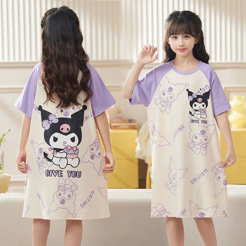 Kuromi My Melody Cinnamoroll Pachacco Kid Girls Nightgowns Soft Pajama ...