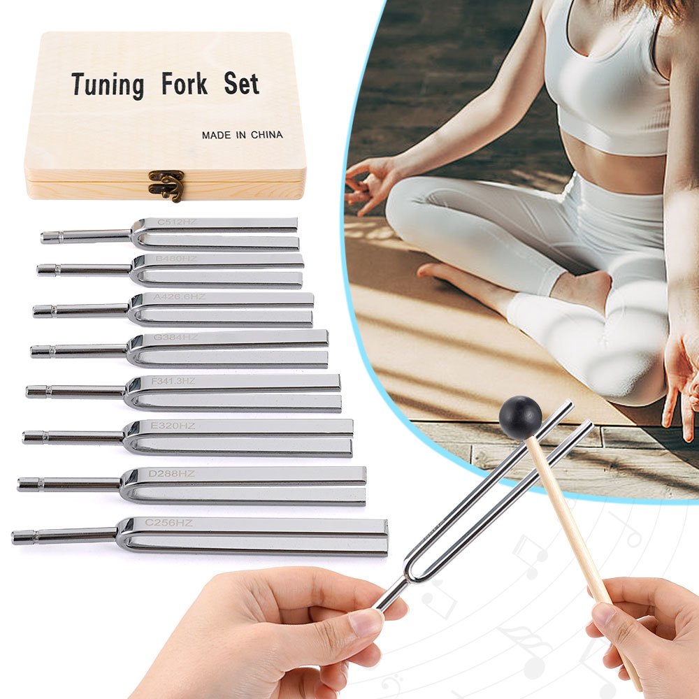 8Pcs 256-512HZ Steel Tuning Fork Set Health Physics Vibration Medical ...