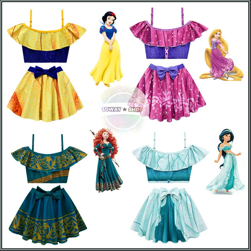 Disney Snow White Rapunzel Princess Swimwear Summer Girls Split ...