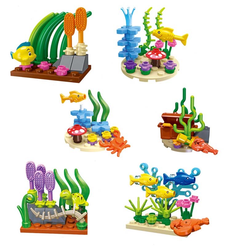 Sea World Submarine Landscape Miniature Scene Building Block Lobster ...