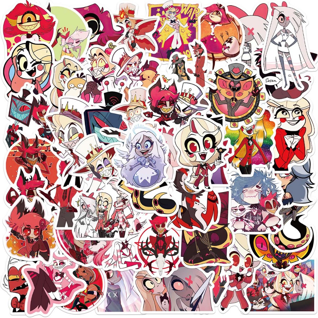 52 pcs Hazbin Hotel Stickers Graffiti Cartoon Skateboard Waterproof ...