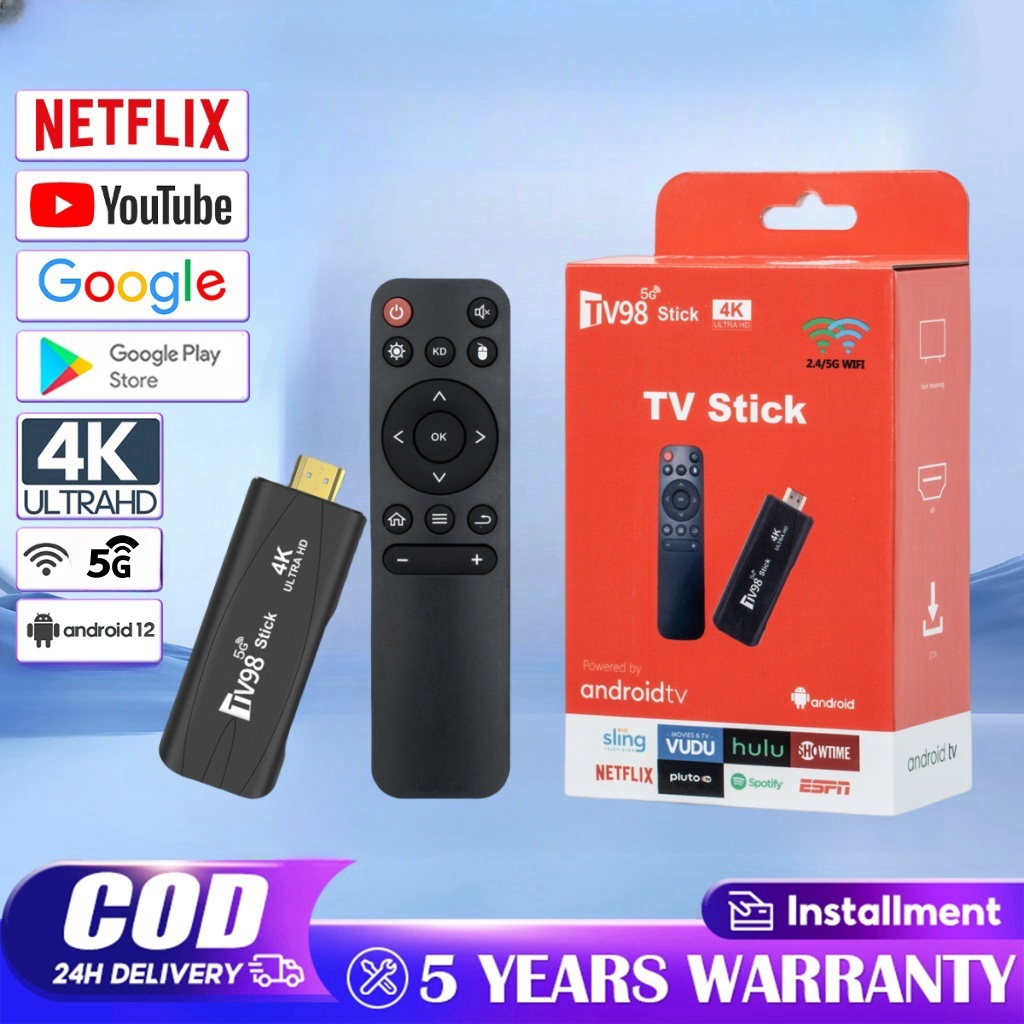 4K TV98 Smart TV Stick Android 12.0 8GB+128GB 2.4G/5GWIFI Rockchip ...