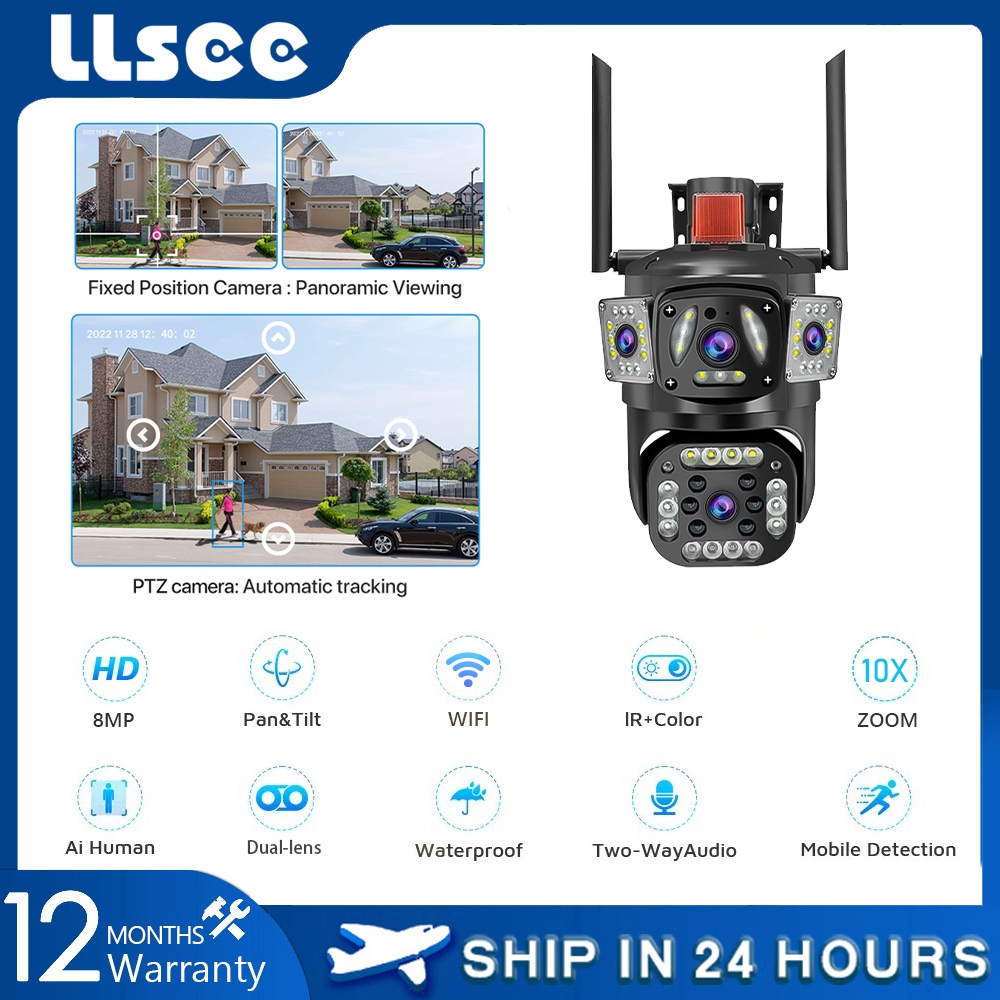 LLSEE v380 pro 8MP 10x zoom 4K dual lens IP camera 4G SIM card home ...