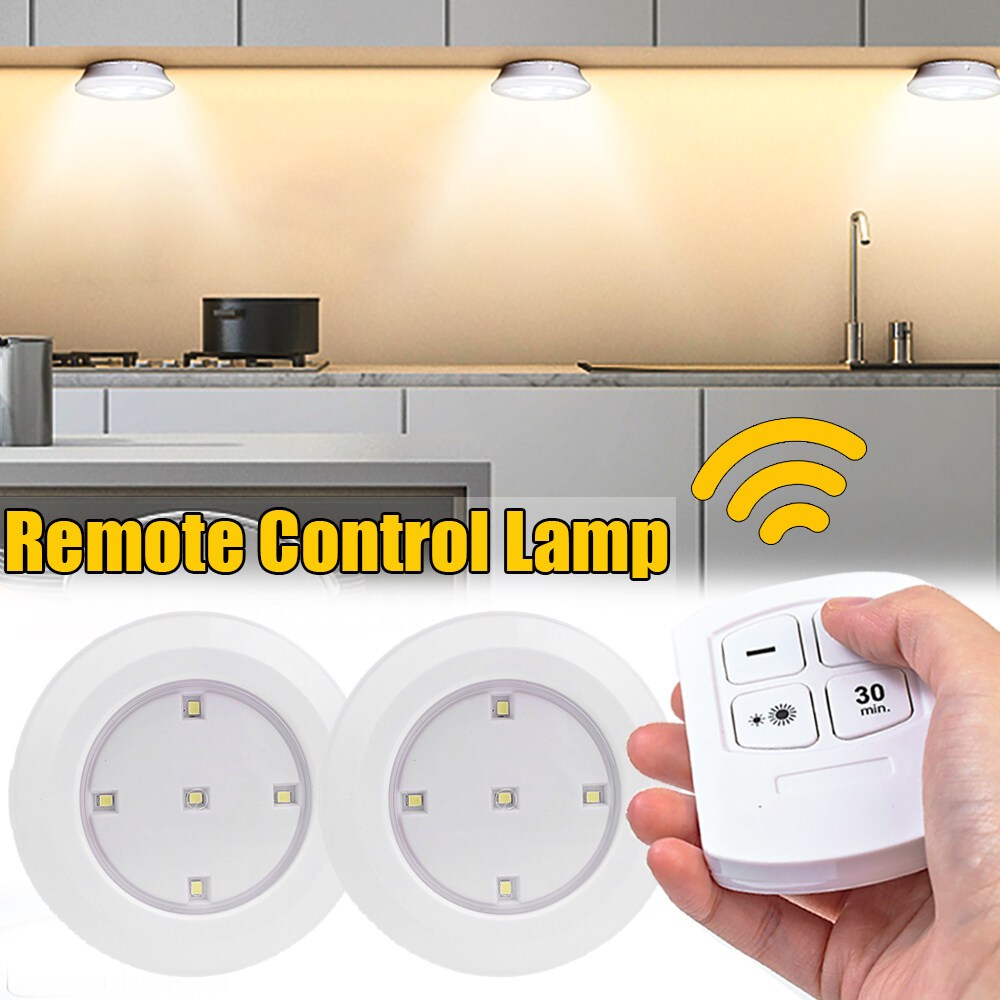 Wireless Cabinet Light Remote Control Dimmable Night Light Battery ...
