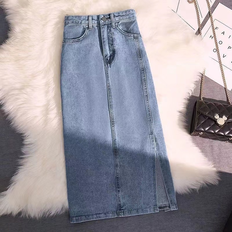 Korean Women Ladies Denim Skirt Jeans Maxi Long Skirts High Waist Slim A line Maxi Skirt Ready Stock New Shopee Malaysia