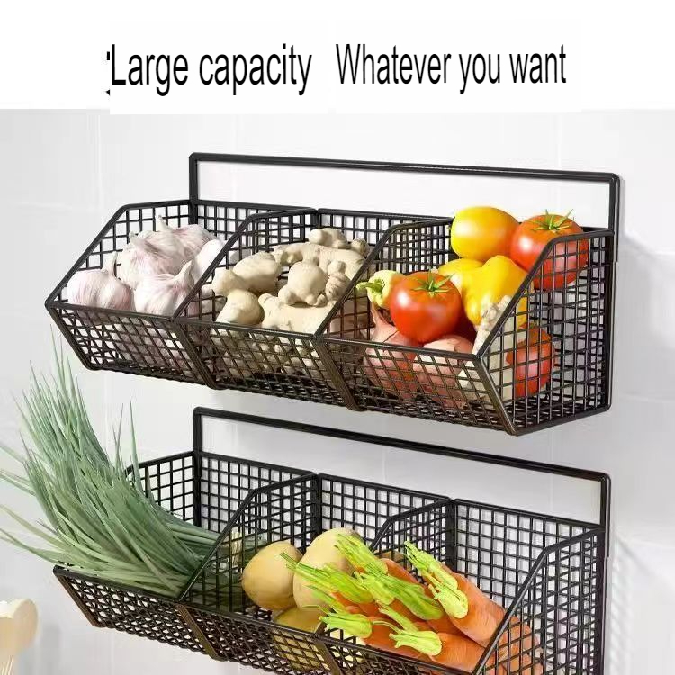 Kitchen Storage Wall-Mounted Rack Storage Rack Onion Ginger Garlic ...