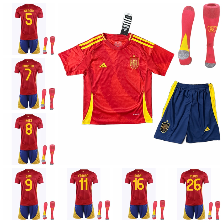 2024-25 Spain Home UEFA European Football Championship Kids Jersey Set ...