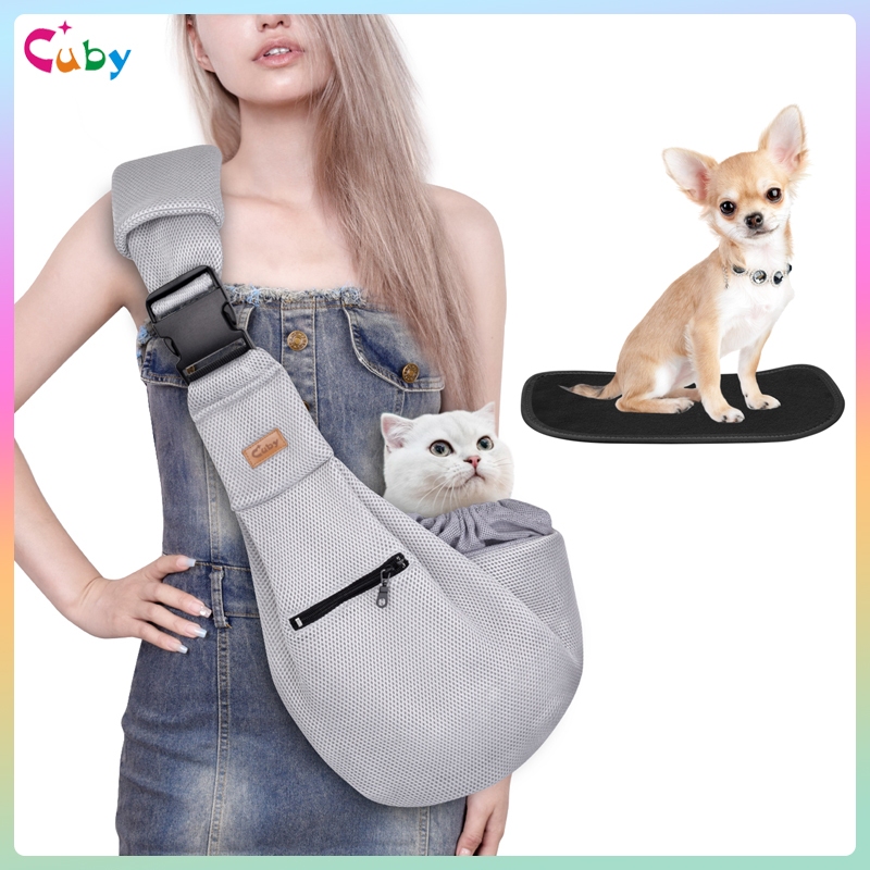 CUBY Dog Cat Mesh Carrier Adjustable Padded Shoulder Strap with Bag ...