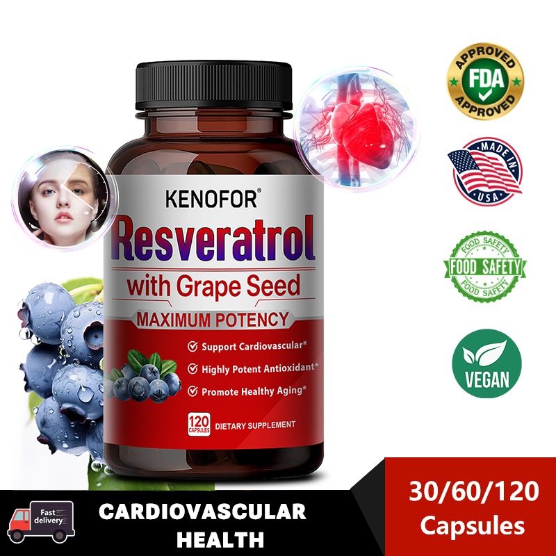 Kenofor Resveratrol Supplement, Heart, Skin, Anti-Aging Antioxidant ...