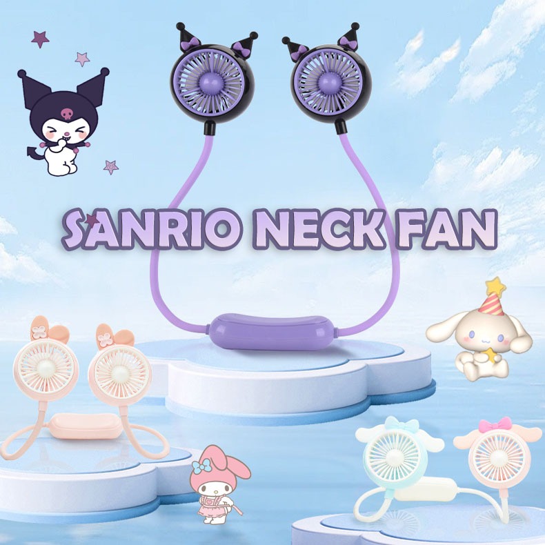 New Cartoon Lazy Hanging Neck Mini Fan Silent USB Charging Outdoor ...