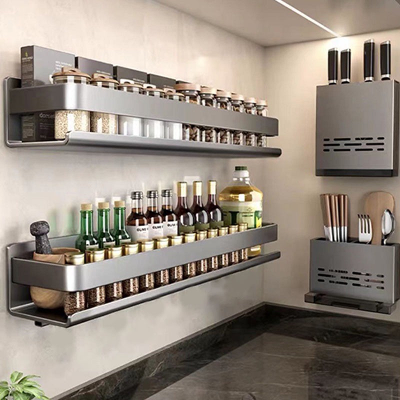 Multifunction Kitchen Rack Wall Hanging Without Drilling Kitchen ...