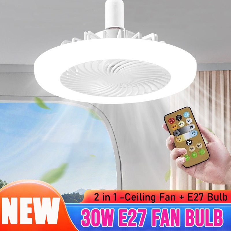 2025 E27 30W Bulb with Fan LED Ceiling Fan Lamp Kipas Lampu Siling E27 ...