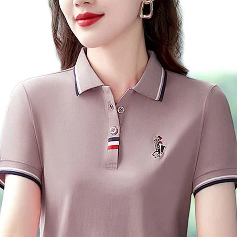 Women's fashion printed Polo loose shirt